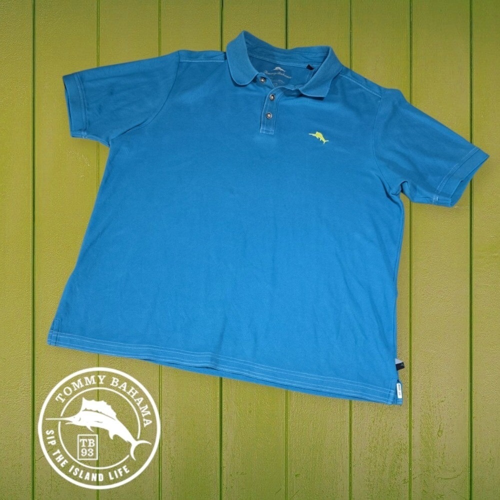 Tommy Bahama Emfielder Supima Polo Shirt Cerulean Blue L